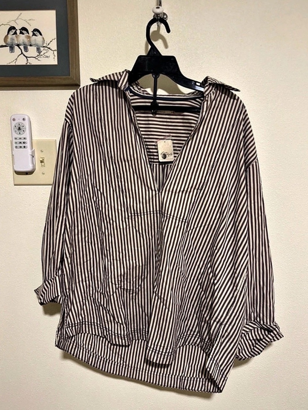 Free People Striped Button Down Shirt in Blue & White Size Small NWT